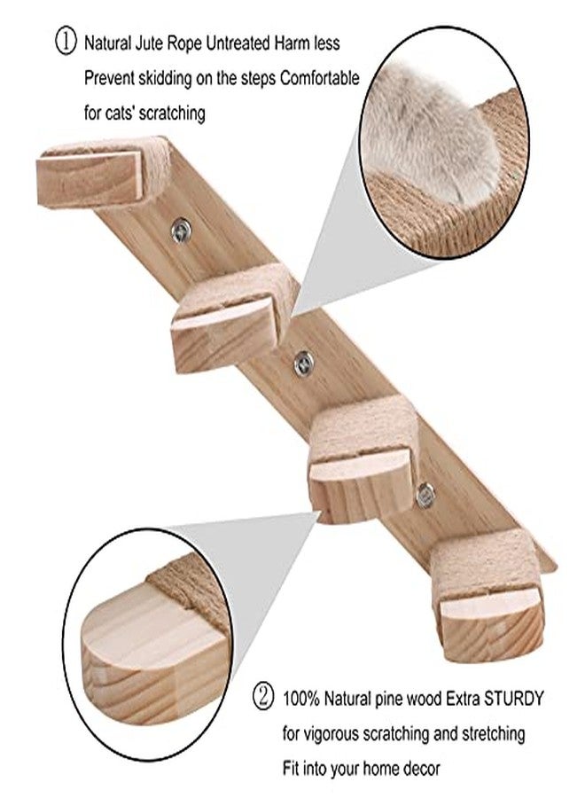 Strdfeve 2 Pack Wall Mounted Cat Steps with Sisal Scratching, Wooden Cat Jumping Stairs with Jute Rope Heavy Duty Cat Climbing Shelves Cat Wall Perch Furniture for Cat Condos Hammock House - Image 4